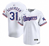 Men's Texas Rangers #31 Max Scherzer White 2023 World Series Champions Stitched Baseball Jersey Dzhi,baseball caps,new era cap wholesale,wholesale hats